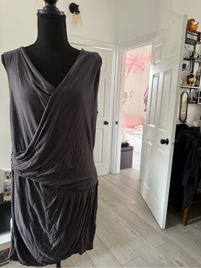 French Connection charcoal gray draped mini dress